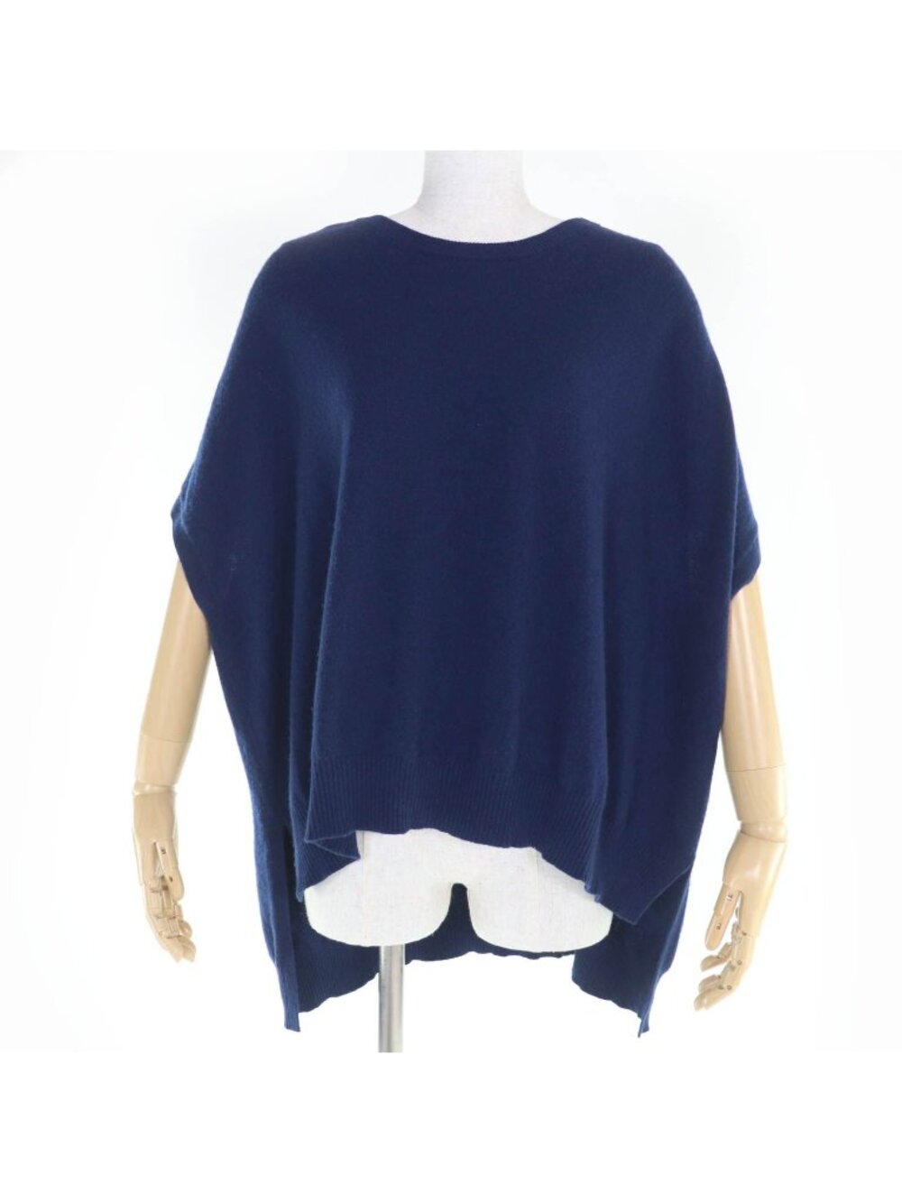 Louis Vuitton Cashmere 100% Logo Button Short Sleeve Dolman Knit Navy Sweater